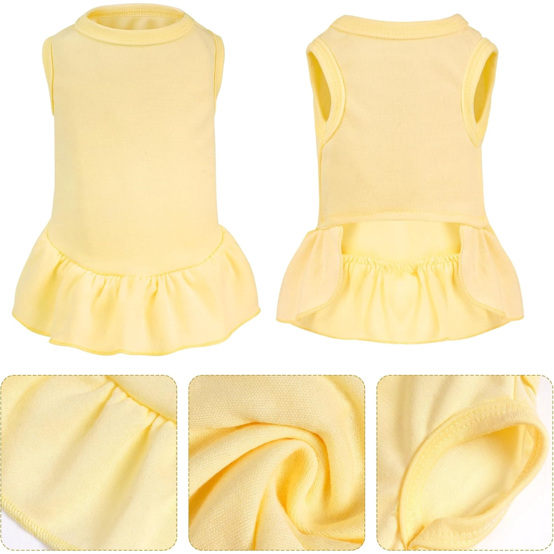 HQREA 2 Pcs Dog Dresses Cat Skirt Solid Color Dog Clothes Summer Sleeveless Puppy Girl Clothes for Small Dogs Cats