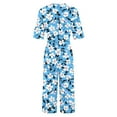 thumbnail image 3 of Women's One Piece Pants Casual Short Sleeve Floral Print V Neck Jumpsuit Back Zip Up Loose Fit Cropped Pants with Pocket, 3 of 4