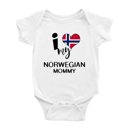 

I Heart My Norwegian Mommy Norway Love Flag Infant Romper Baby Bodysuit (White 3-6 Months)