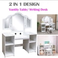 thumbnail image 7 of Huloretions Kids Vanity Table,Toddler Makeup Table With Mirror And Chair,Open Storage Shelves,Kids Pretend Play Kids Vanity With Tri-Folding Mirror,Princess Vanity Table For Toddlers, 7 of 7