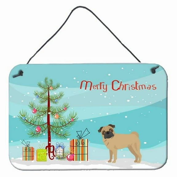 Carolines Treasures CK3481DS812 Pug Christmas Tree Wall or Door Hanging Prints 8x12 multicolor