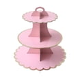 thumbnail image 2 of BiFandian 3-Tier Cardboard Cupcake Stand, Scalloped Edge Disposable Dessert Holder with Carry Handle, Foldable Pastry Display Tray for Birthday Tea Party Wedding and Holiday Snack Serving, 2 of 6