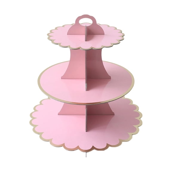 YuanGuangQ Multicolor Cardboard Cupcake Stand, 3 Tier Dessert Tower with Gold Rim, Disposable Party Stand for Birthday Wedding Shower Anniversary