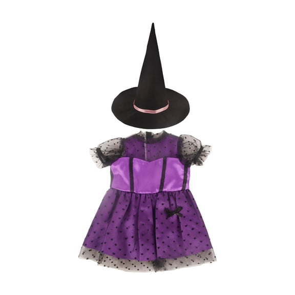 Konghyp Halloween Doll Costume Set, 18 Inch Doll Accessories, Witch Hat & Dress, Fun Dress-Up for Dolls, Halloween Dress-Up Outfit, Creative Matching Play