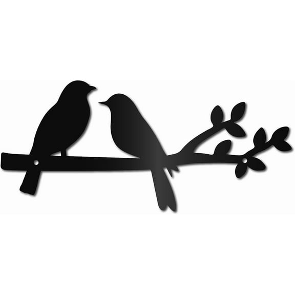 Bird Metal Wall Art Decor Birds on The Branch Wall Decor Black Birds Sculpture Wall Hanging Decor Rustic Silhouette Metal Ornament Wall Sign