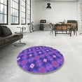 thumbnail image 4 of Ahgly Company Machine Washable Indoor Round Transitional Aztech Purple Area Rugs, 3' Round, 4 of 7