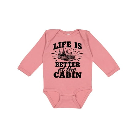 

Inktastic Life is Better at The Cabin with Trees and Moon Gift Baby Boy or Baby Girl Long Sleeve Bodysuit