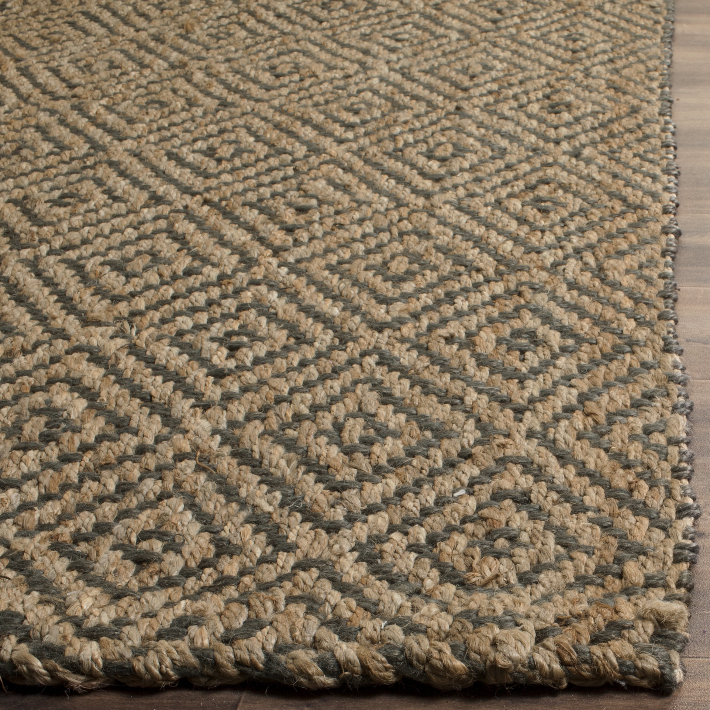 SAFAVIEH Natural Fiber Emory Geometric Jute Area Rug, Natural/Grey, 11' x 15'