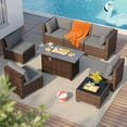 thumbnail image 2 of Noelse 8-Piece Patio Furniture Set with 50,000 BTU Propane Fire Pit Table, PE Rattan Outdoor Conversation Sectional Sofa Set, Grey, 2 of 9