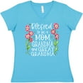 thumbnail image 3 of Inktastic Blessed to Be a Mom, Grandma, and Great Grandma Pink Flowers Women's V-Neck T-Shirt, 3 of 5