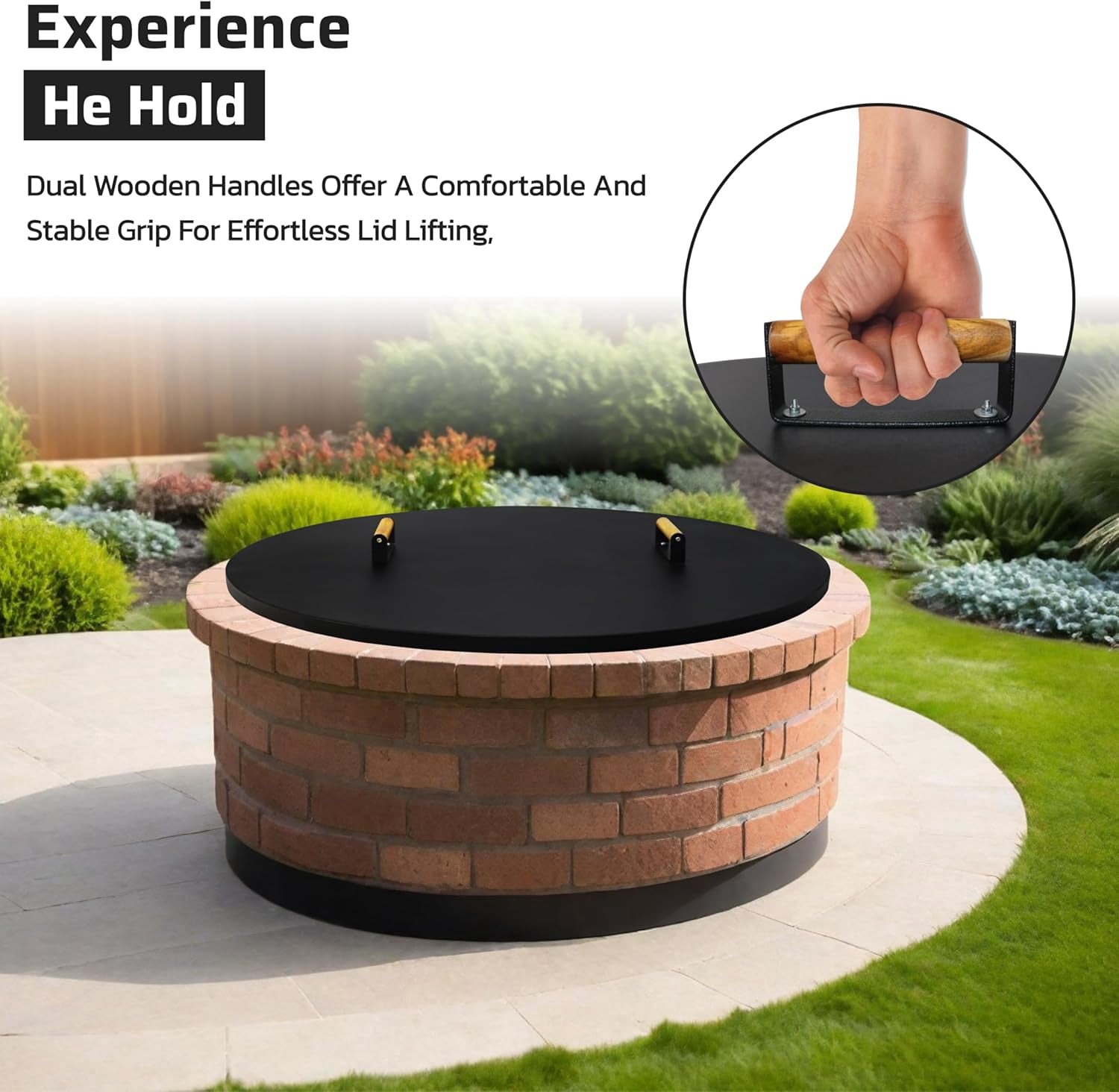 FEBTECH Fire Pit Shield 38 Inch - 16 Gauge Heat Resistant Coated Carbon Steel - Compatible with Fire Pits Inside Diameter Up to 36"