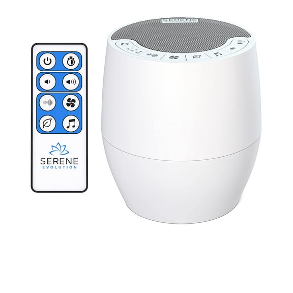 Serene Evolution White Noise Machine with 60 Soothing Sounds - Sound Machine for Adults and Baby - Noise Cancelling Sleep Music Machine with Remote Control - Ideal for Office Privacy - Black