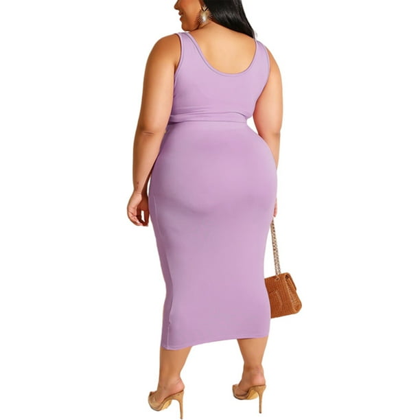 HIMONE Casual Solid Color Sets For Plus Size Women 2 Pieces