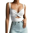 thumbnail image 1 of Gibobby Blusa casual sólida sin mangas con cuello en V para mujer(Blanco,CH), 1 of 5