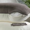 thumbnail image 2 of 3S Brother's Solid Mix and Match Cushion Cover with 2 Color Combination Pillowcase with Invisible Zipper Set of 2 Pieces for Chair Couch Bedroom & Livingroom Décor 20"x20" Cream-Light Brown, 2 of 9