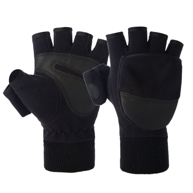 Guantes de polar de medio dedo para exteriores para hombres y mujeres, para ciclismo, escalada, otoño e invierno, resistentes al frío, cálidos y gruesos, para fotografía
