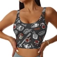 thumbnail image 2 of Haiem Japanese Sushi Hashi Pattern Womens Sports Bra - U Neck Padded Low Impact Yoga Bra Workout Crop Top Gym Moisture-Wicking Workout Vest -Small, 2 of 9