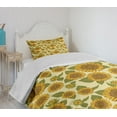 thumbnail image 4 of Ambesonne Vintage Quilted Bedspread Set 2 Pcs, Funky Style Sunflower, Twin Size, Green Yellow, 4 of 6