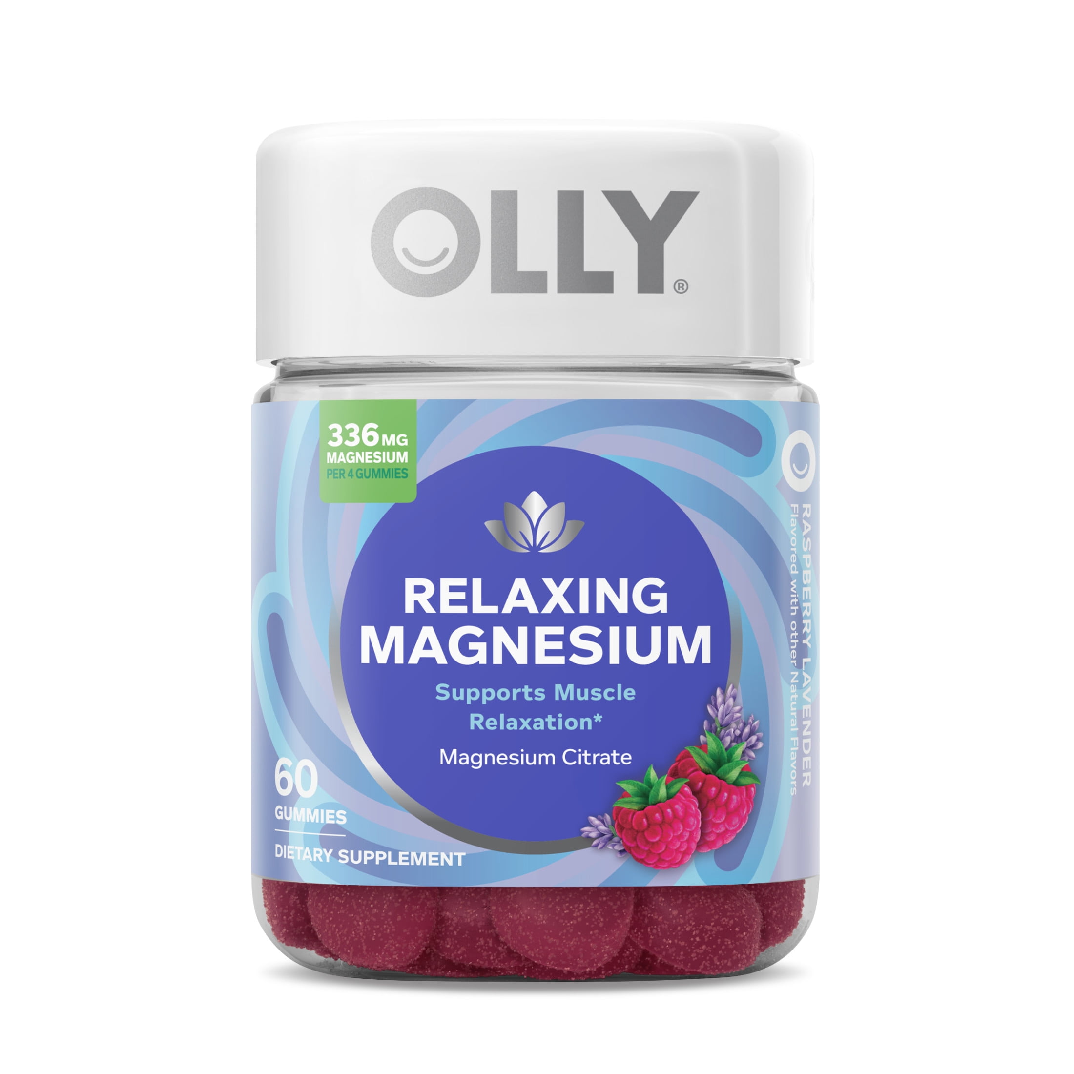 OLLY Relaxing Magnesium Gummy, 60ct, Raspberry Lavender Flavor