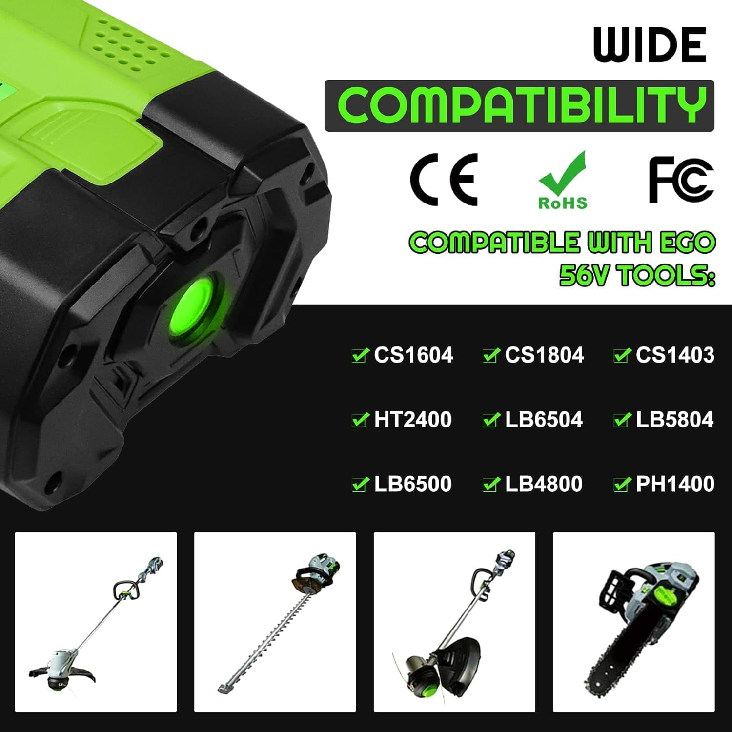 Ohyes Bat 56V 5000mAh Lithium-Ion Replacement Battery for EGO 56V CS1604