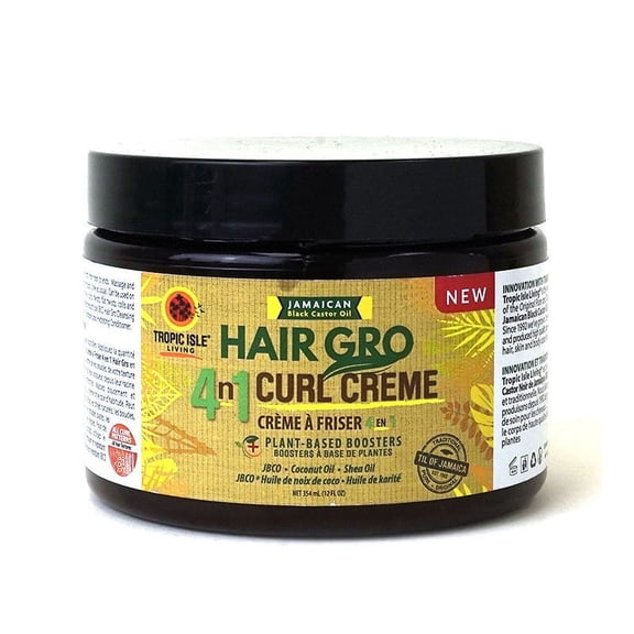 Tropic Isle Living Hair Gro 4n1 Curl Crème 12oz Hair growth cream natural nutritious oils coconut shea butter moisturizing easy styling