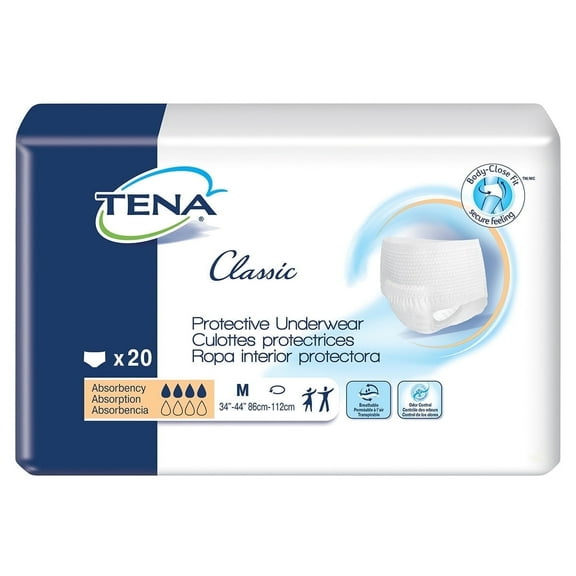 Tena Classic Adult Incontinence Brief Medium, 32" to 44" Waist - Case of 80