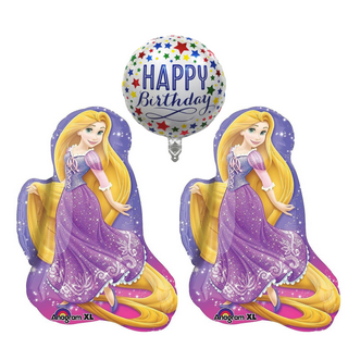 Décoration d'anniversaire Raiponce,Ballons de fête Raiponce-Doyomtoy,32  Piece Rapunzel Birthday Decoration Set,Princess Party Decoration,Princess