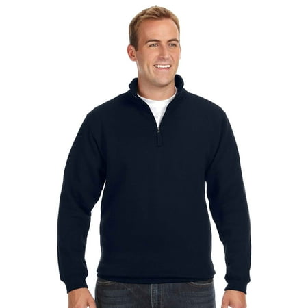 Nylon Pullover - J America Heavyweight Fleece Nylon Quarter Zip Pullover, Navy, X-Large, Style, JA8634