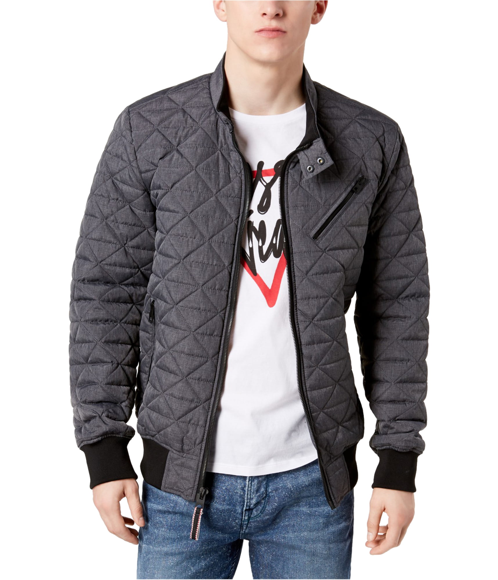 GUESS Mens Quilted Bomber Jacket, Grey, Large - Walmart.com