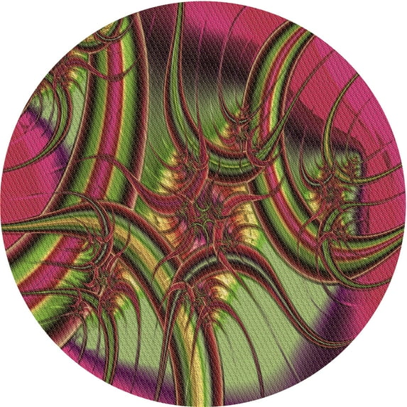 Ahgly Company Machine Washable Indoor Round Transitional Carbon Red Area Rugs, 5' Round