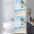 thumbnail image 3 of No Glue Heat Blocking Window Flims, Summer Beach Palm Tree Window Privacy Film Frosted, Blue Coastal Tropical Ocean Peep-proof Door Windows Tint for Bathroom, Dormitory, 17.7 x 78.7 Inches, 3 of 9