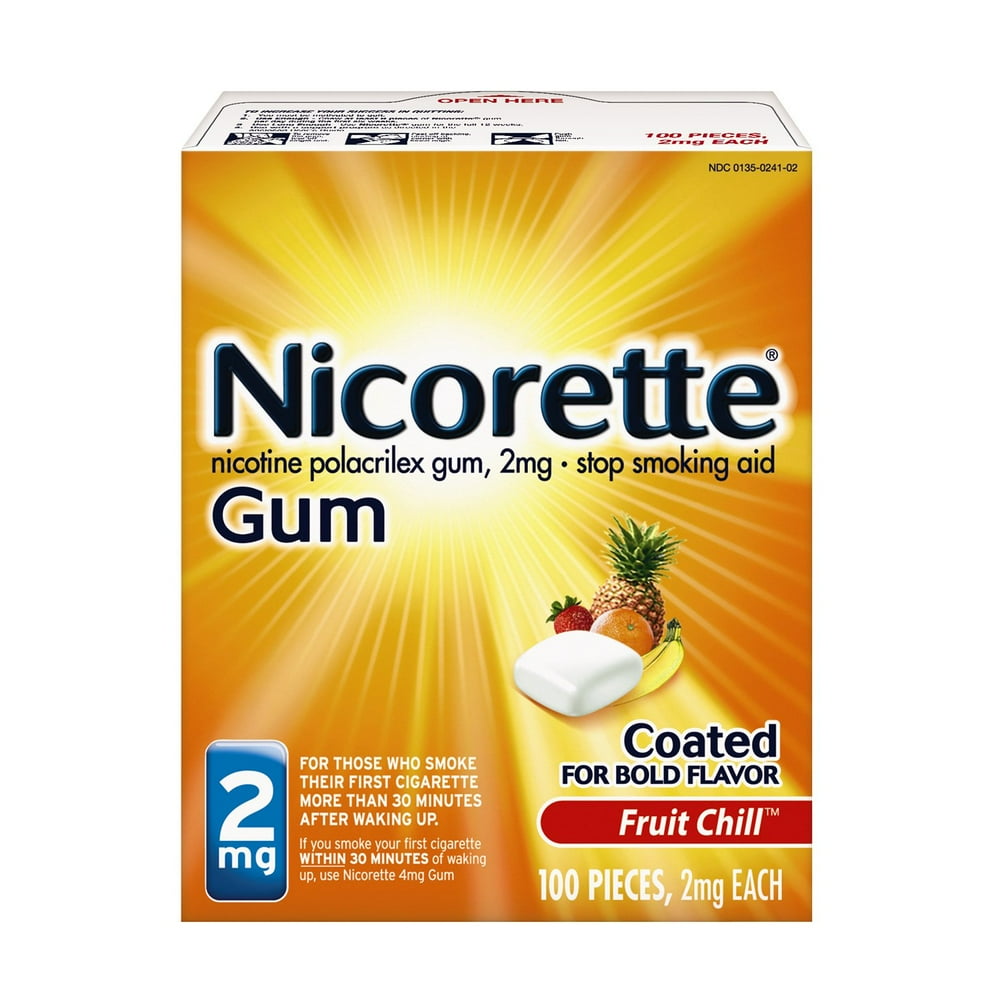 2 Pack Nicorette Nicotine Gum 2mg Fruit Chill Flavor 100 Pieces Each 2-pack-nicorette-nicotine-gum-2mg-fruit-chill-flavor-100-pieces-each