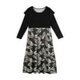 thumbnail image 5 of Abcomgle Girls Maxi Dresses Size 14-16 Casual Patchwork Ruffle Long Sleeve Maxi Dress Vintage Floral Print Crew Neck Sundresses Tiered Flowy Dresses with Pockets,9-10 Years Dark Gray, 5 of 5