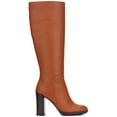 thumbnail image 2 of KENNETH COLE NEW YORK Womens Cognac Brown Lug Sole Padded Justin 2.0 Round Toe Block Heel Zip-Up Leather Heeled Boots 7.5 M, 2 of 3