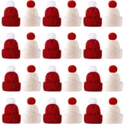 60 Pieces Christmas Knit Hats Mini Knit Hat Christmas Santa Hats Ornament (Red, White)