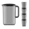 thumbnail image 1 of Jarras de plástico solacol con tapa y asa, 1 juego, jarra de agua de plástico, juego de tazas, jarra de té helado, jarra de limonada, jarra de agua fría y caliente, vasos para beber, tazas anidadas, 1 of 8