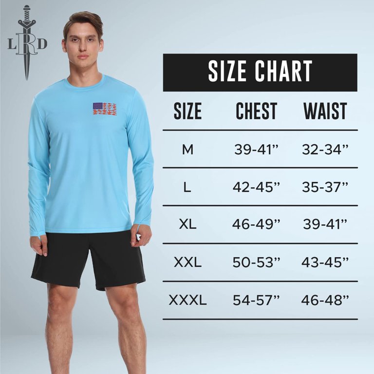 LRD Fishing Shirts for Men Long Sleeve UPF 50 Sun Protection Performance  Shirt USA Sailfish Blue - XXL 