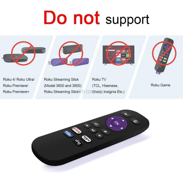 Roku Remote 3 for Roku Streaming Only 1/2/3/4 LT HD XD XS (No pairing required Doesn't Pair to Roku Stick) - Walmart.com