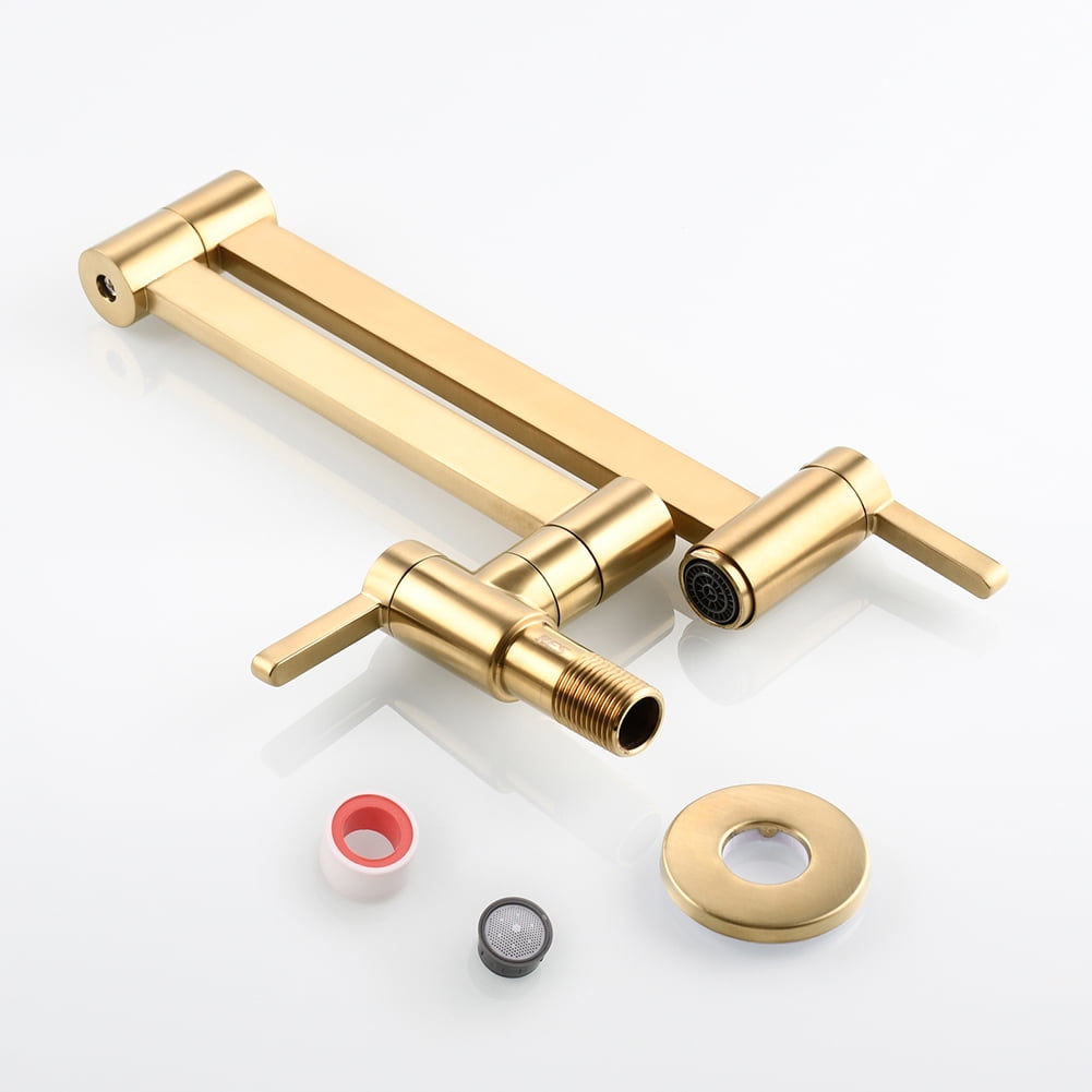 Kepooman Foldable Bathroom Faucet, Wall Mount Bathroom Kitchen Sink Brushed Sink Faucet, Gold Kepooman Foldable Bathroom Faucet, Wall Mount Bathroom Kitchen Sink Brushed Sink Faucet, Gold