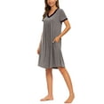 thumbnail image 4 of INSPIRE CHIC Women's Nightshirt Sleepwear Lounge Pajama Dress V Neck Short Sleeve Nightgowns XS Gray, 4 of 6