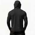 thumbnail image 5 of Inglocry Men's UPF 50+ Sun Hoodie with Mask Fishing Shirts UV Protection Long Sleeve, Quick Dry Hooded Rash Guard Hikingwith Zipper Pocket Black 3XL, 5 of 6