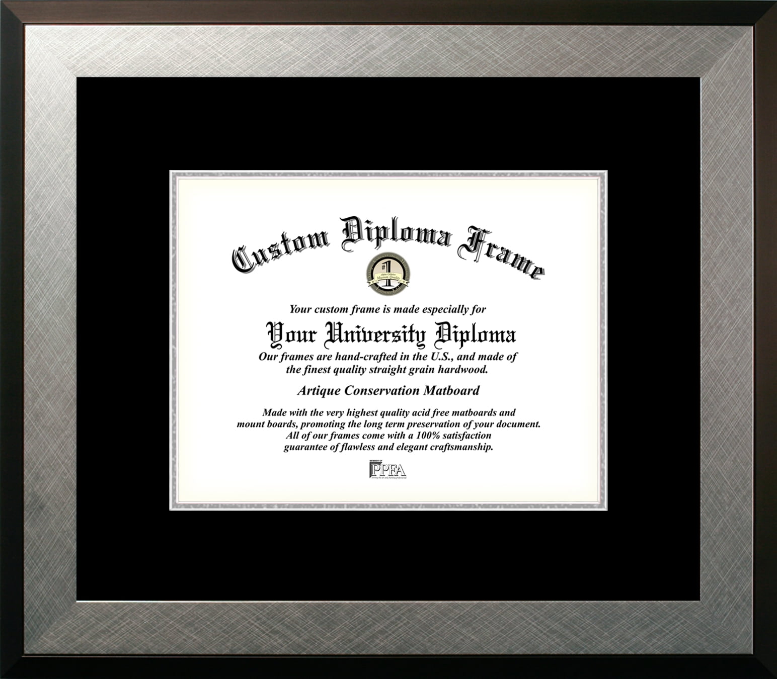 8.5x11 Honors Silver, Black & Silver MatsCertificate Frame