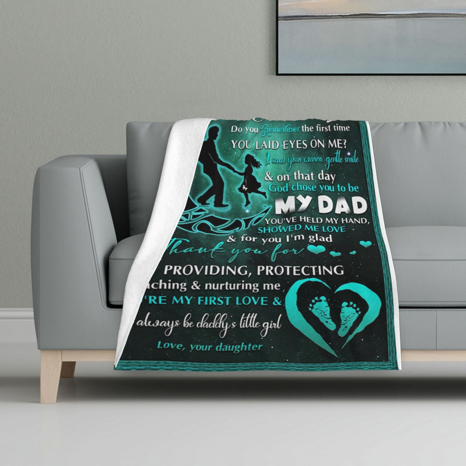 Heartwarming Fleece Throw Blanket for Dad Art Blanket For Father's
