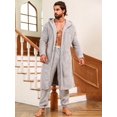 thumbnail image 1 of Men Dual Pocket Hooded Belted Flannel Robe & Pants PJ Set, 1 of 5