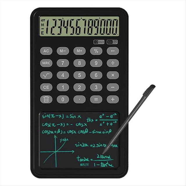 Calculadora BáSica con Bloc de Notas Calculadora de Escritorio con Pantalla de 12 DíGitos y Tableta de Escritura Calculadora PortáTil