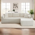 thumbnail image 2 of Muumblus Modular Sectional Sofa, Oversized L-Shape Cloud Couch, Modern Corduroy Sleeper Couches for Living Room, No Assembly Required, Beige White (Right Facing Chaise), 2 of 11