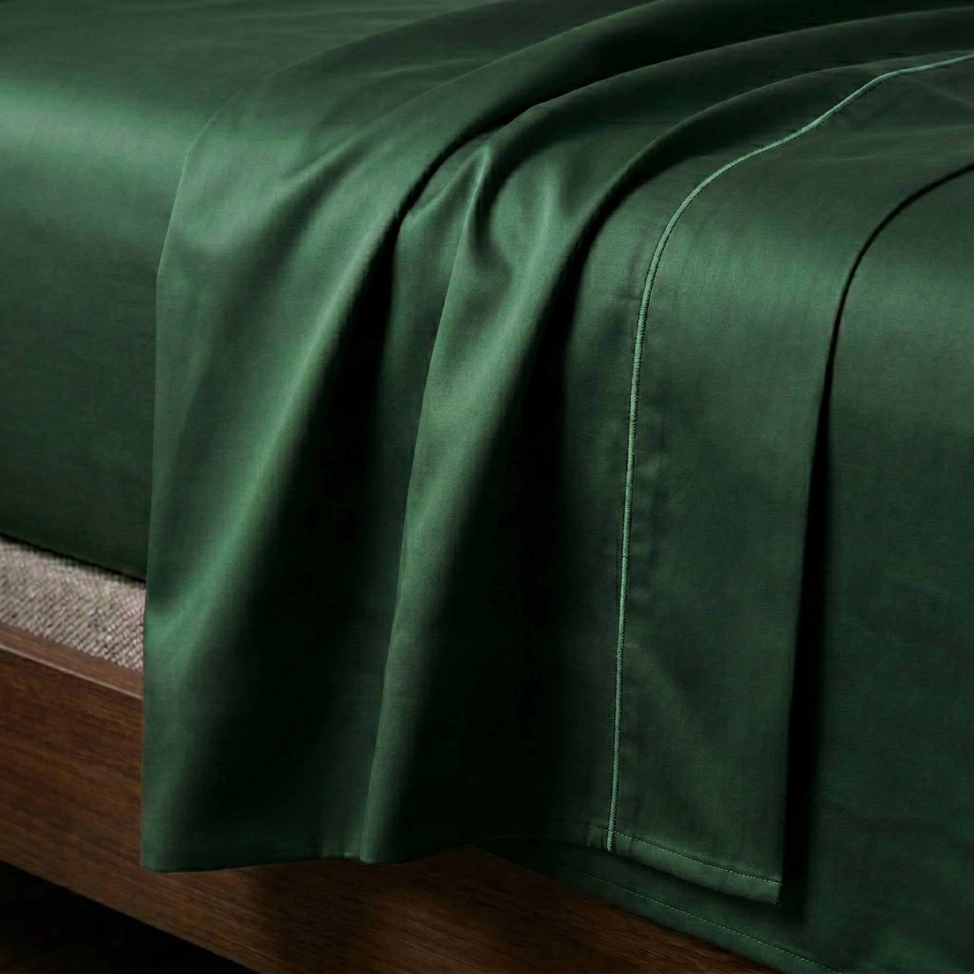 Superior 300 TC Egyptian Cotton Marrow Stitch Deep Pocket King Sheet Set, Hunter Green