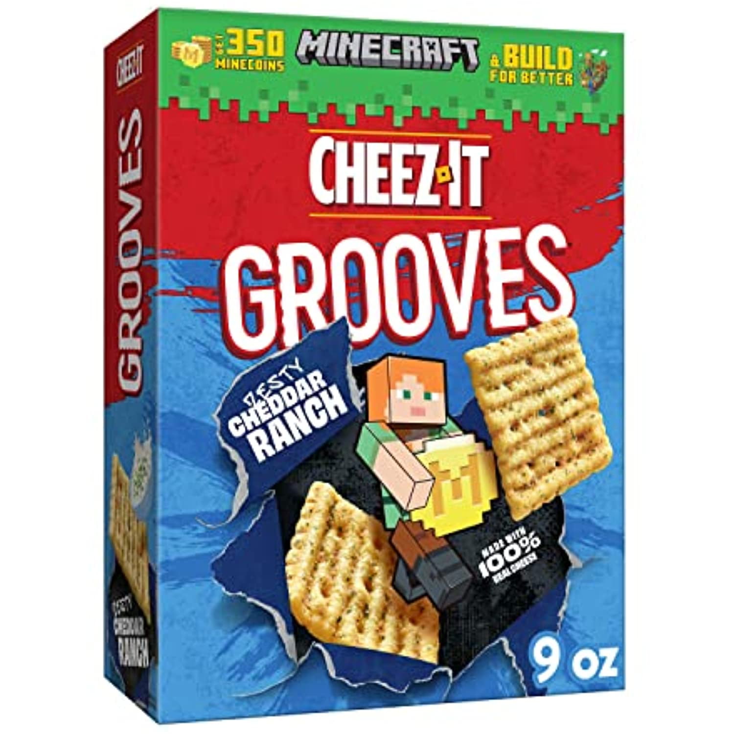 Cheez It Grooves Cheese Crackers Crunchy Snack Crackers Lunch Snacks Zesty Cheddar Ranch 9oz 7617