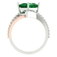 thumbnail image 4 of 2.3075 ct Princess Cut Simulated Emerald Solitaire with Simulated Diamond Accents 14K White/Rose Gold Womens Engagement Ring, 4 of 6