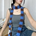 thumbnail image 4 of Eosunjian Women Long Scarf Retro Style Striped Color Block Thickened Imitation Mink Fur Warm Thin Scarf Fashion Accessory Blue and Grey, 4 of 13